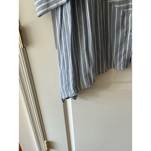 Catherine’s Size 2X Blue Striped 3/4 Sleeve Lagenlook Draped Top Chambray - Picture 6 of 6